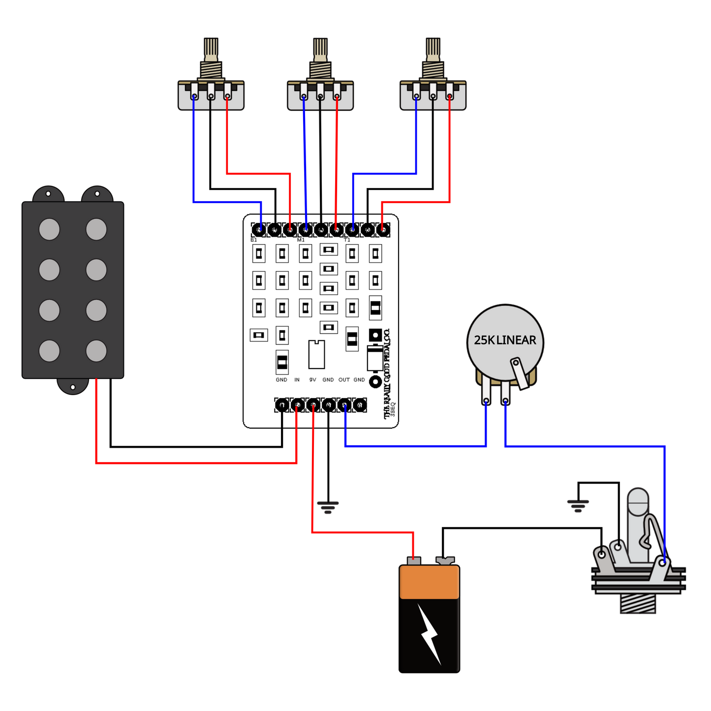 S3EQ Stingray Style DIY Wiring Kit 3 or 4 knob
